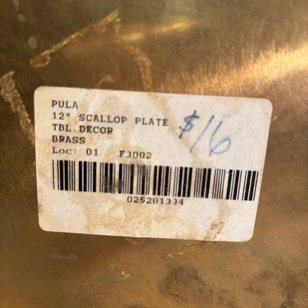 Vintage Brass Scalloped Edge Plate‎ Charger Serving Tray Decorative 12” Dish